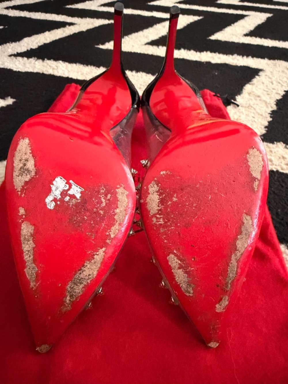 Christian Louboutin CollaClou 100mm PVC Clear and Black studded pumps - Picture 7 of 8